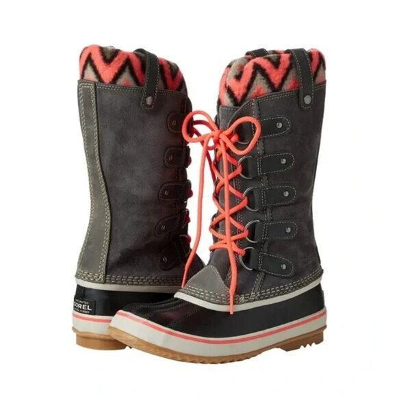 SOREL JOAN OF ARCTIC KNIT Womens 7.5 Waterproof Suede Winter Snow Boots